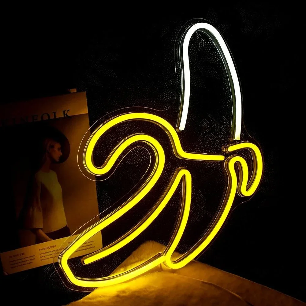 Neon Light Banana Fruit Retro 90's Nostalgic Wall Decor for Dorm/Bedroom/Gift